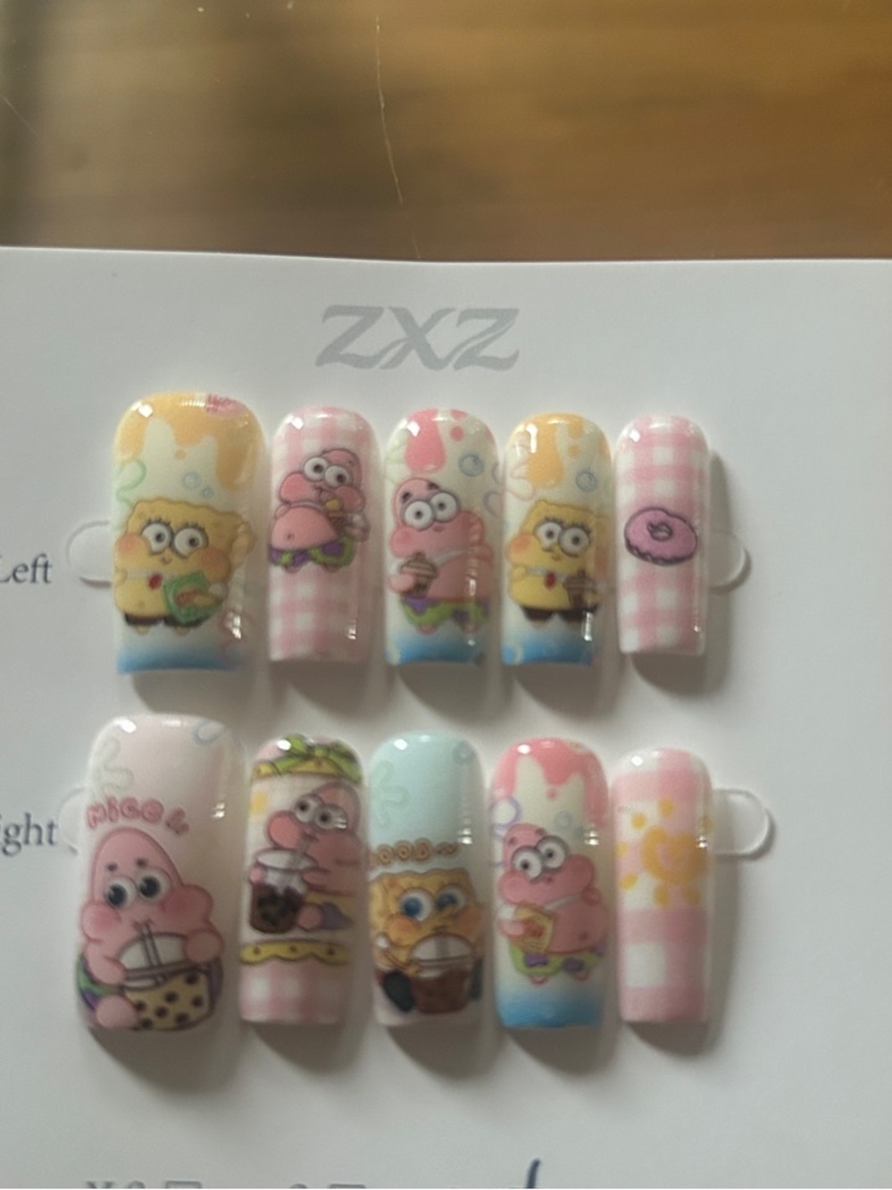 Sponge Bob Pink Cartoon Press-On Nail Set